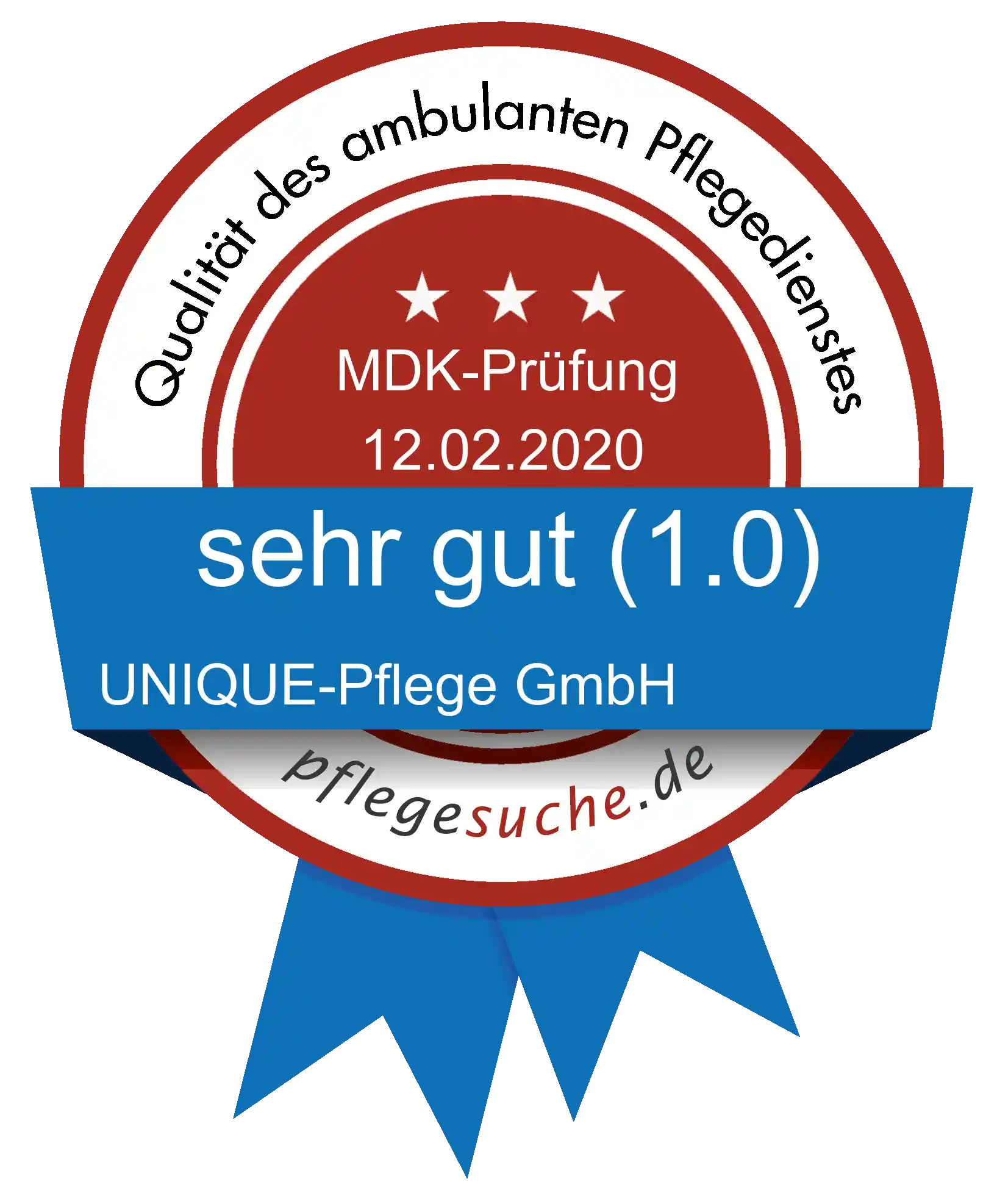 Siegel Benotung UNIQUE-Pflege GmbH