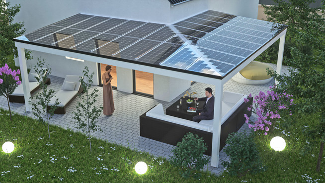 Solardächer erhöhen den Komfort auf der Terrasse und liefern Öko-Stro