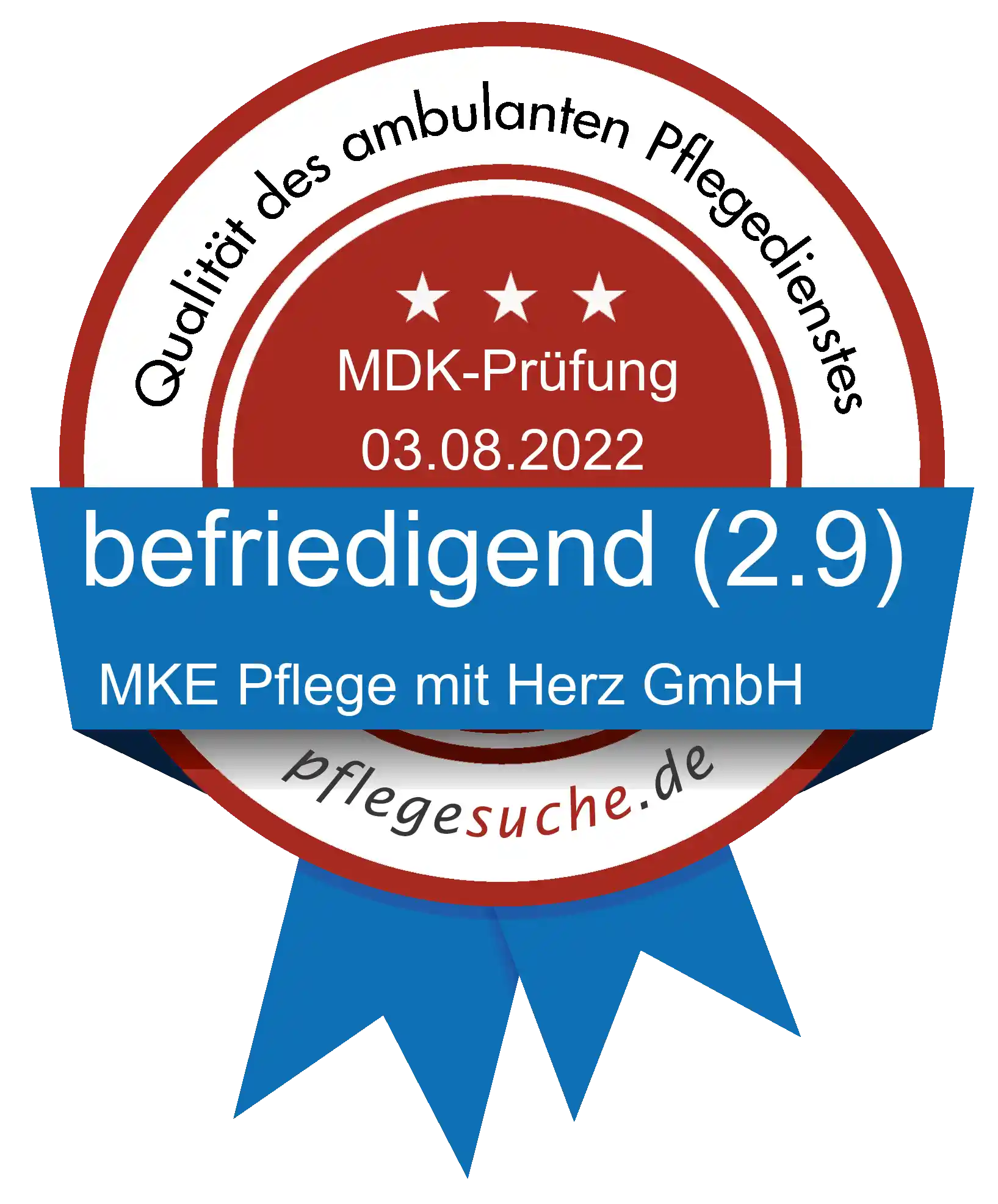 Siegel Benotung: MKE Pflege mit Herz GmbH