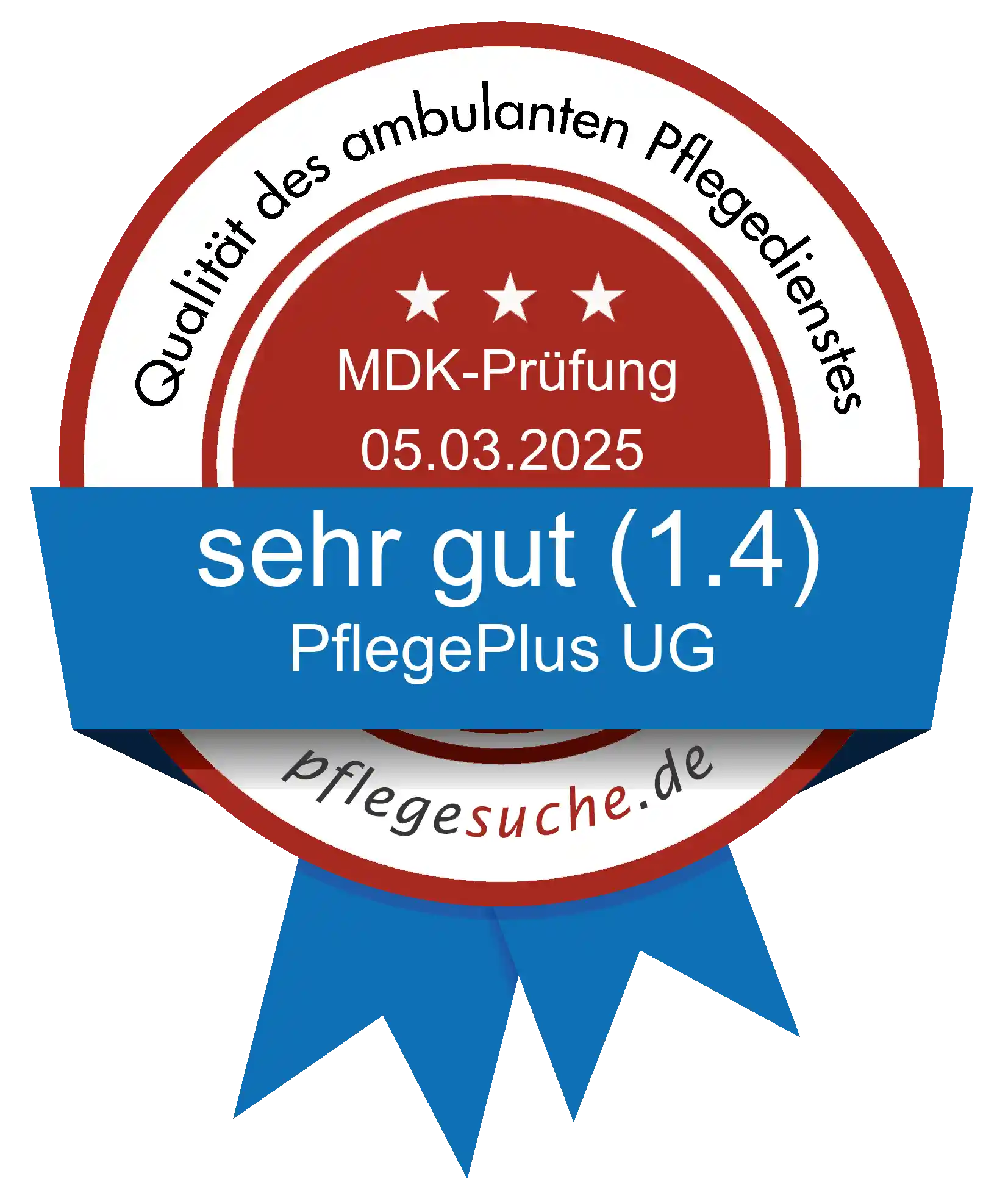 Siegel Benotung PflegePlus UG vom 2025-03-05