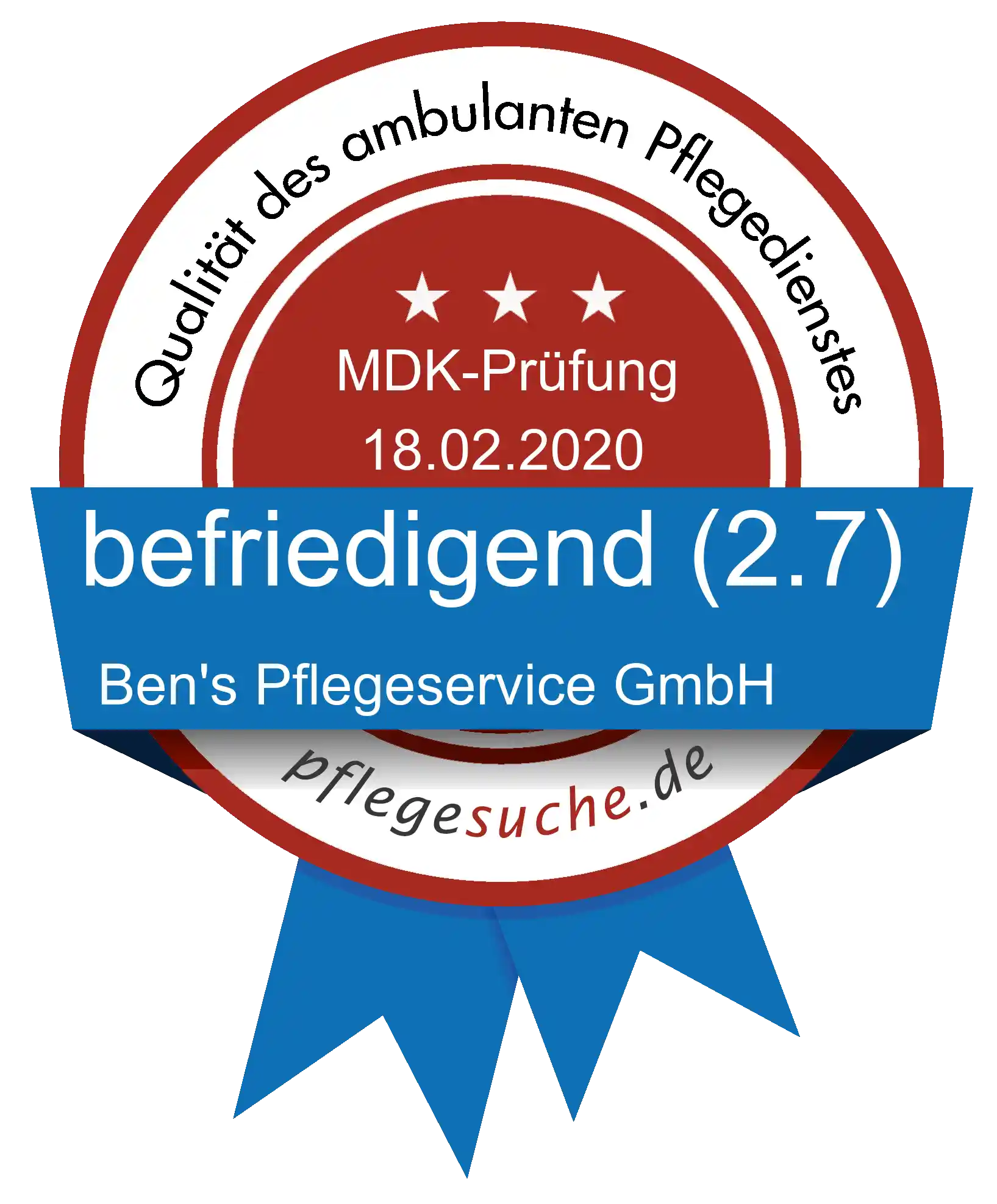 Siegel Benotung Ben's Pflegeservice GmbH