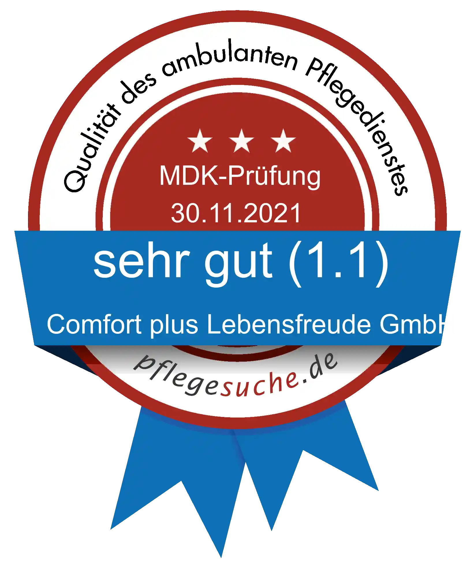 Siegel Benotung Comfort plus Lebensfreude GmbH vom 2021-11-30
