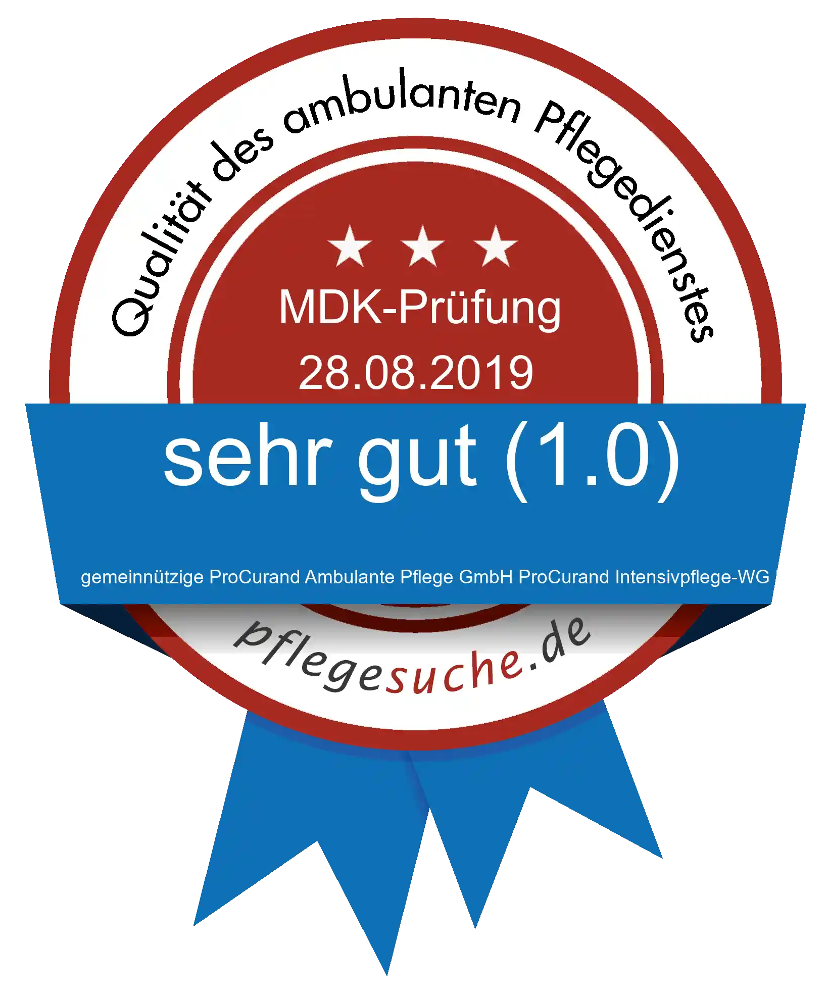 Siegel Benotung: gemeinnützige ProCurand Ambulante Pflege GmbH ProCurand Intensivpflege-WG Ferch