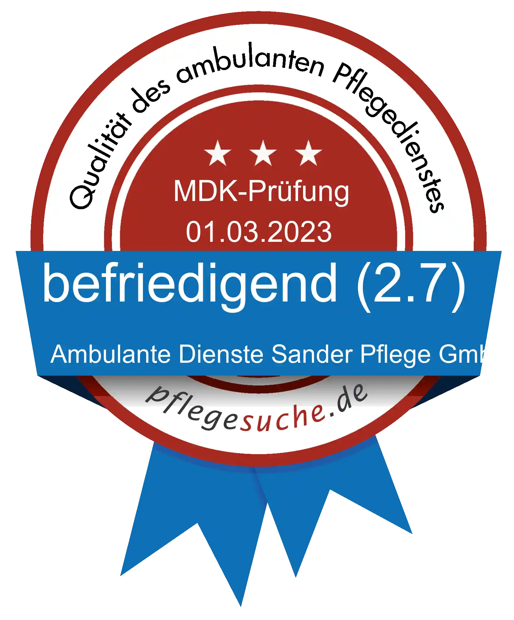 Siegel Benotung: Ambulante Dienste Sander Pflege GmbH