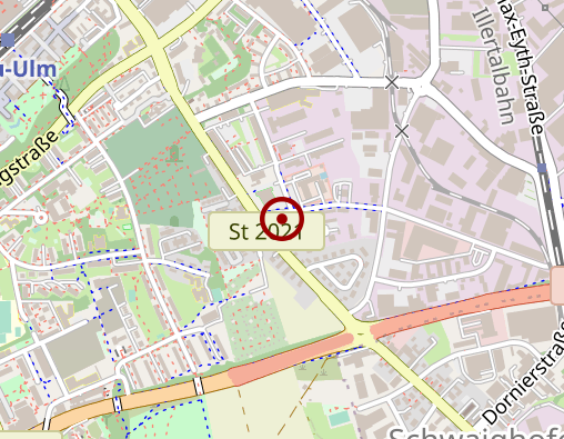 Karte: Die Johanniter-Unfall-Hilfe e.V. Regionalverband Schwaben Dienststelle Ulm/Neu-Ulm