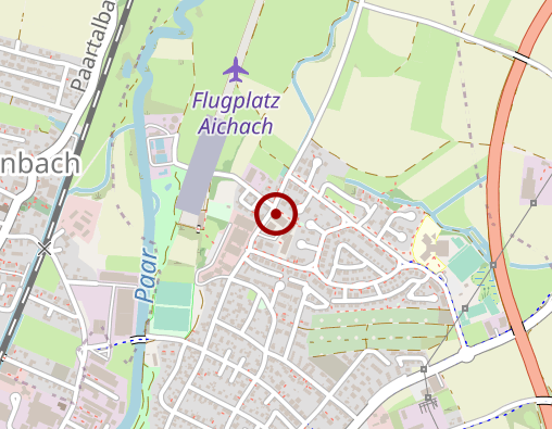 Karte: Ulrichswerkstätten Aichach (UWA) der CAB Caritas Augsburg Betriebsträger gGmbH Werkstätte für Menschen mit Behinderungen