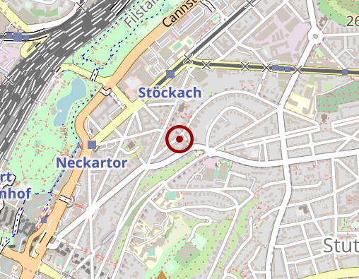 Karte: Psychologische Beratungsstelle f. politisch Verfolgte u. Vertriebene Stuttgart