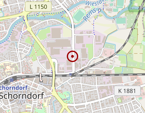 Karte: Diakonie Stetten e.V. Werkstatt im Rehazentrum Schorndorf Werkstatt für behinderte Menschen