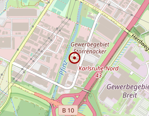 Karte: Hagsfelder Werkstätten und Wohngemeinschaft Karlsruhe gGmbH