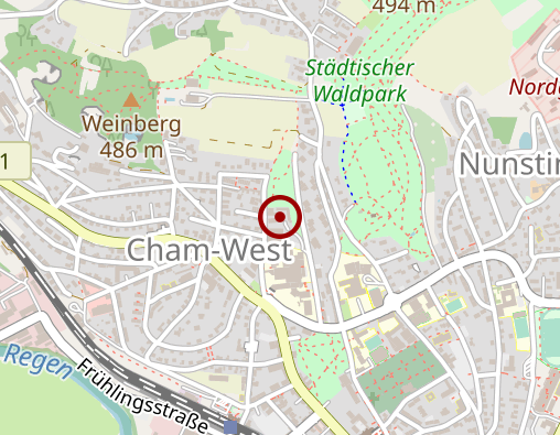 Karte: Bayerisches Rotes Kreuz Kreisverband Cham, Sozialpsychiatrische Einrichtungen