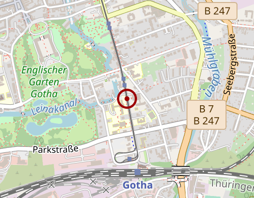 Karte: Tagesklinik und Ambulanz Gotha der Klinik für Kinder- u. Jugendpsychiatrie u. -psychotherapie des ÖHK Mühlhausen