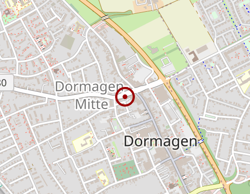 Karte: medioreha Dormagen, Maaßen-Pelzer-Bruchner-Hodenius GbR ambulante Rehabilitation,Krankengymnastik,Massage