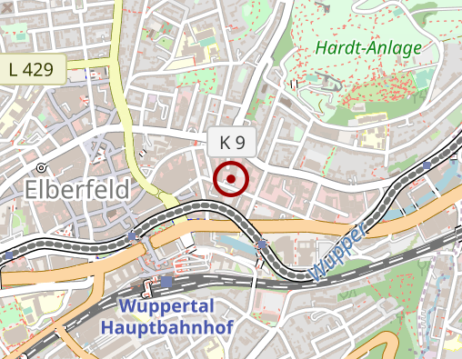 Karte: Betreuungszentrum Hofaue, Abt. f. chron. psych. Kranke m. Mehrfachbehinderung u. Pflegebedürftigkeit