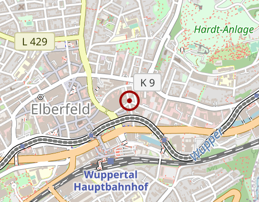 Karte: Gerontopsychiatrische Tagesklinik Wuppertal Hofaue 52