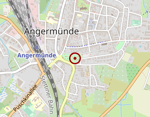 Karte: Volkssolidarität Landesverband Brandenburg e. V. Verbandsbereich Oberhavel- Uckermark Sozialstation Angermünde