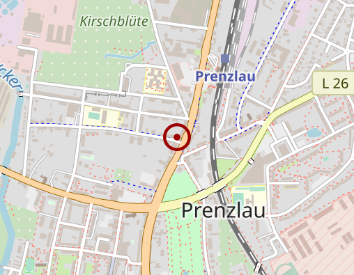 Karte: Volkssolidarität Landesverband Brandenburg e.V: Verbandsbereich Oberhavel-Uckermark Sozialstation Prenzlau