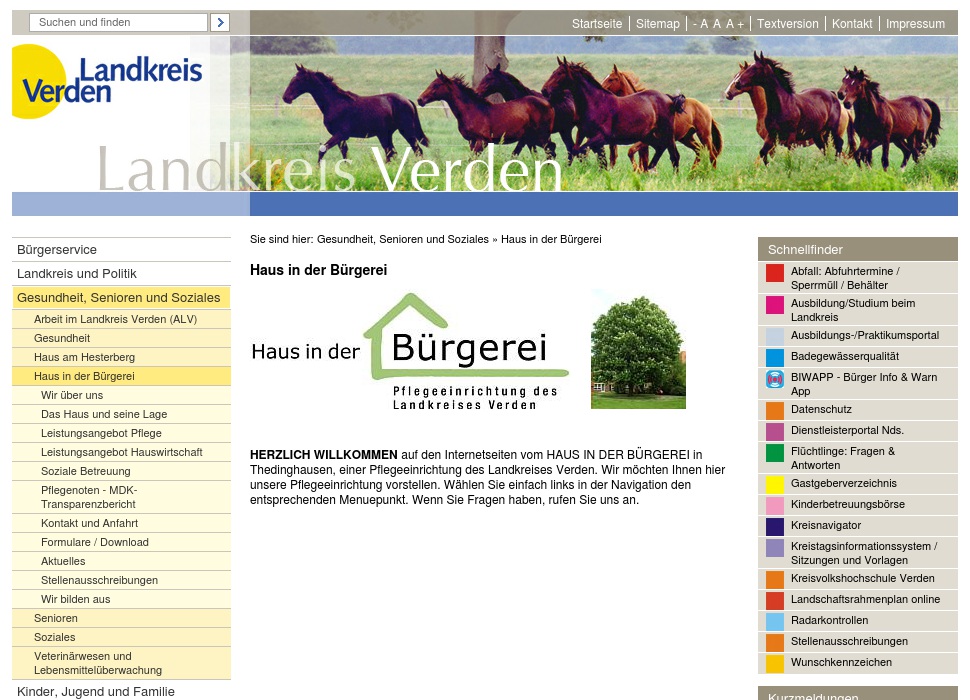 Haus in der Bürgerei Pflegeeinrichtung des Landkreises Verden