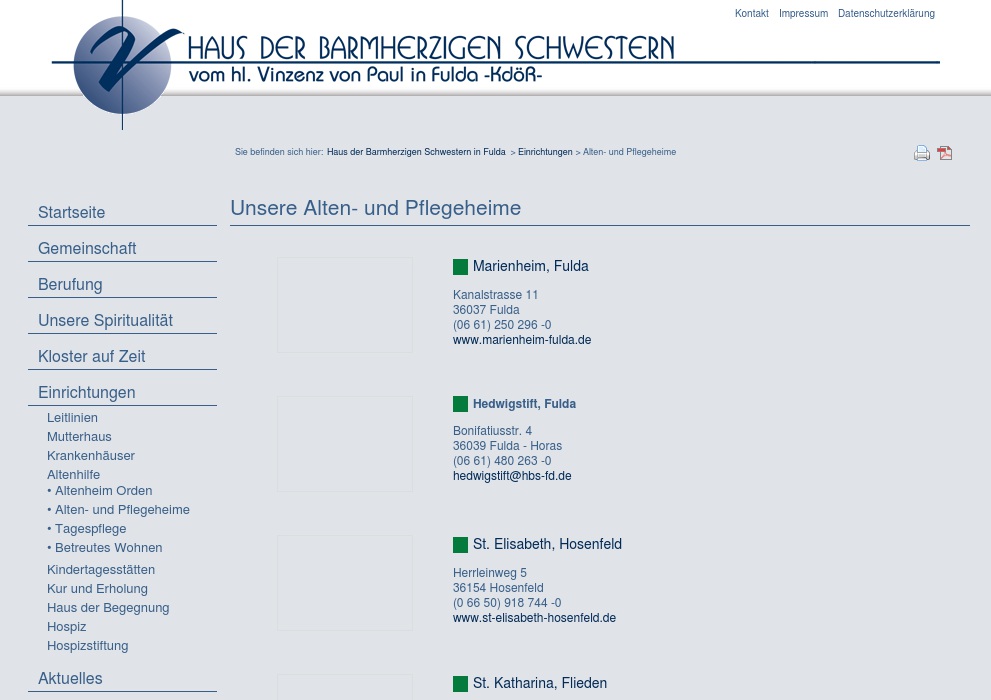 St. Vinzenz Soziale Werke gGmbH Marienheim Fulda Senioreneinrichtung