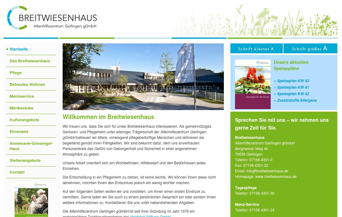 Breitwiesenhaus in der Altenhilfezentrum Gerlingen GmbH