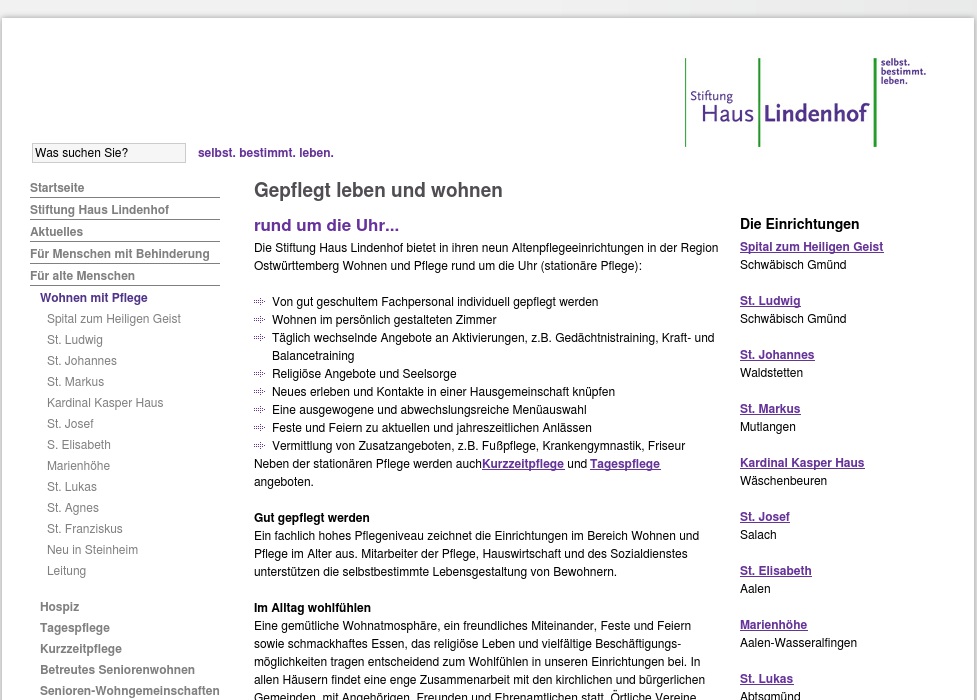 Stiftung Haus Lindenhof Schwäbisch Gmünd St. Johannes Altenpflegeheim