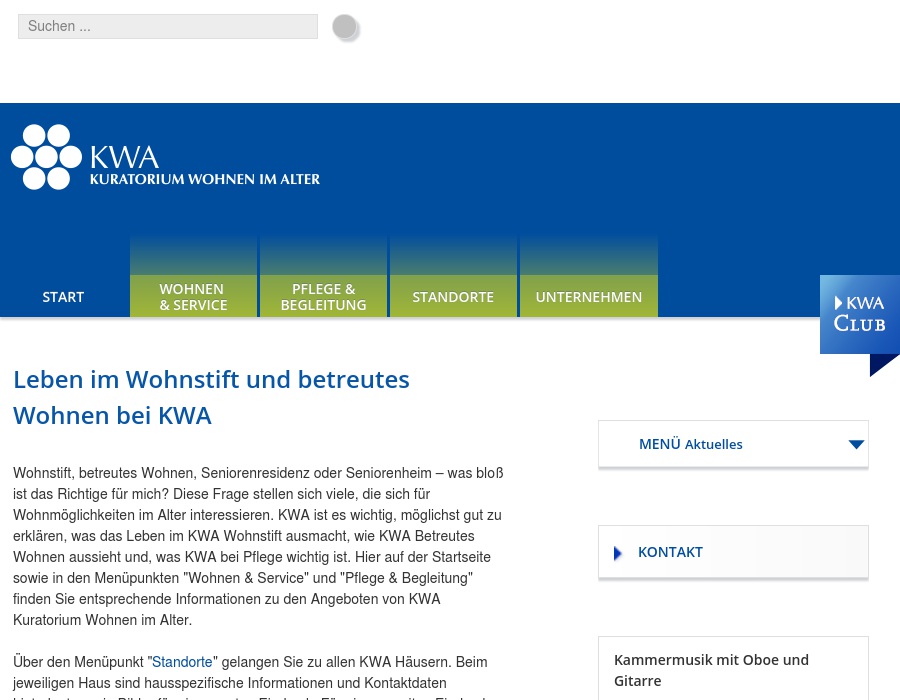 KWA Kuratorium Wohnen im Alter gAG KWA Albstift Aalen Stationäre Pflege