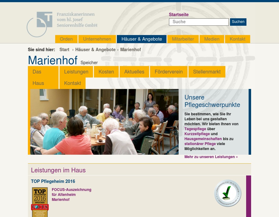 Franziskanerinnen vom hl. Josef Seniorenhilfe GmbH Altenheim Marienhof