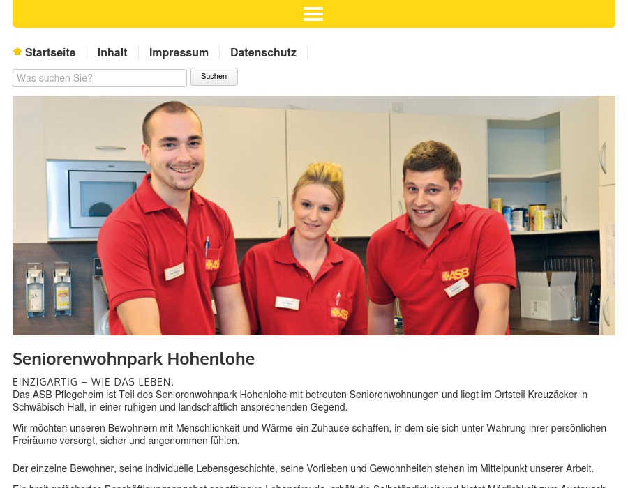 Arbeiter-Samariter-Bund KV Schwäbisch Hall Seniorenzentrum Hohenlohe