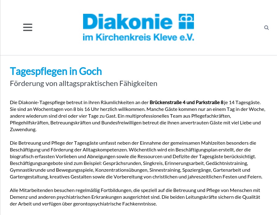 Diakonie - Tagespflege