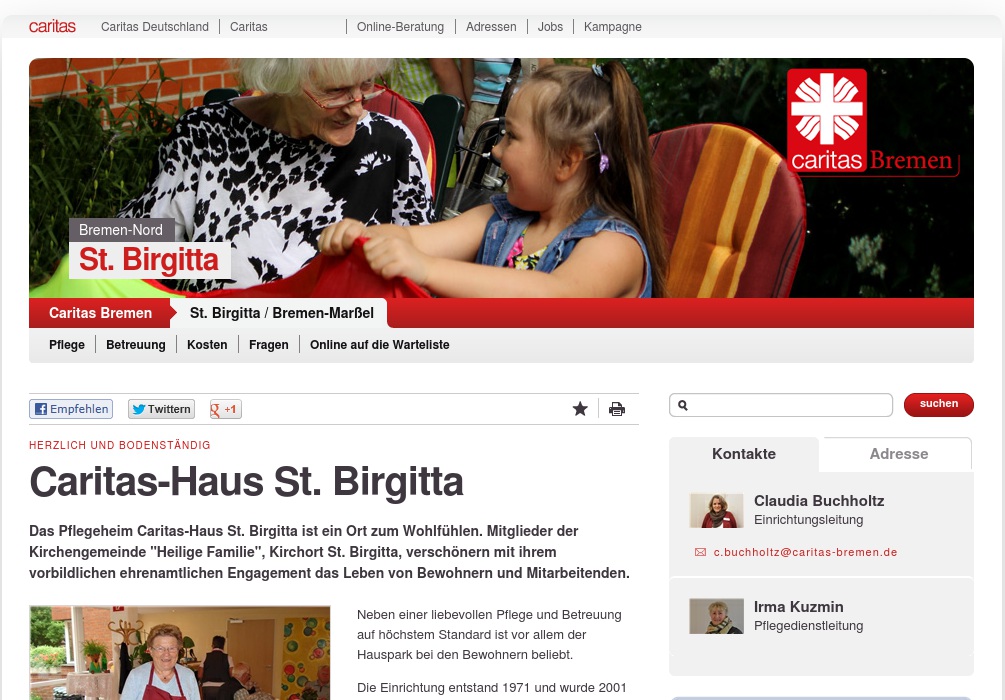 Gepflegt in Bremen gGmbH St. Birgitta Langzeitpflege