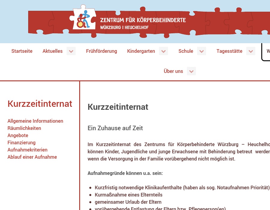 Kurzzeitinternat im Zentrum für Körperbehinderte