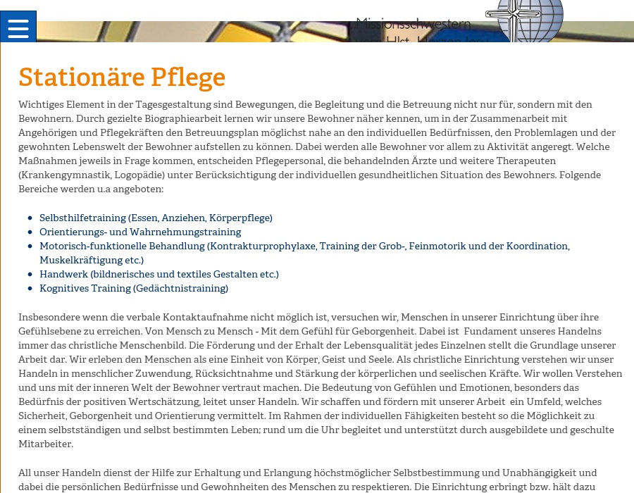 Missionsschwestern vom Hlst. Herzen Jesu von Hiltrup, AH-Zentrum-Langzeitpflege