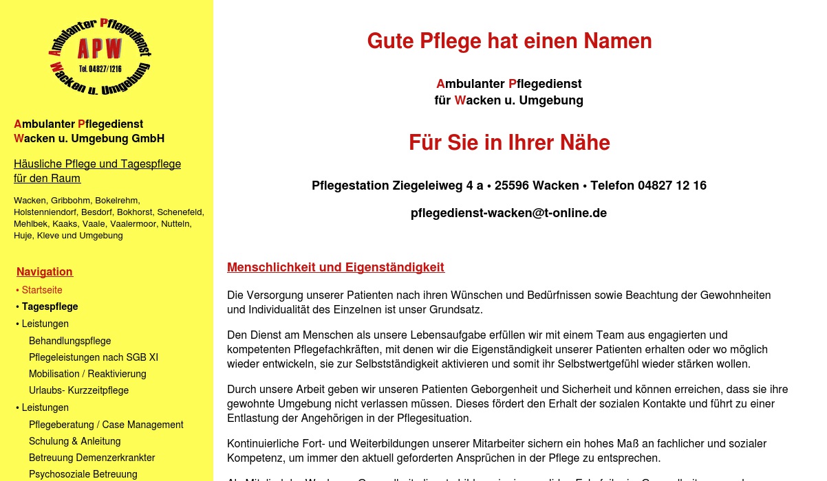 Tagespflege des Ambulanten Pflegedienstes Wacken und Umgebung GmbH