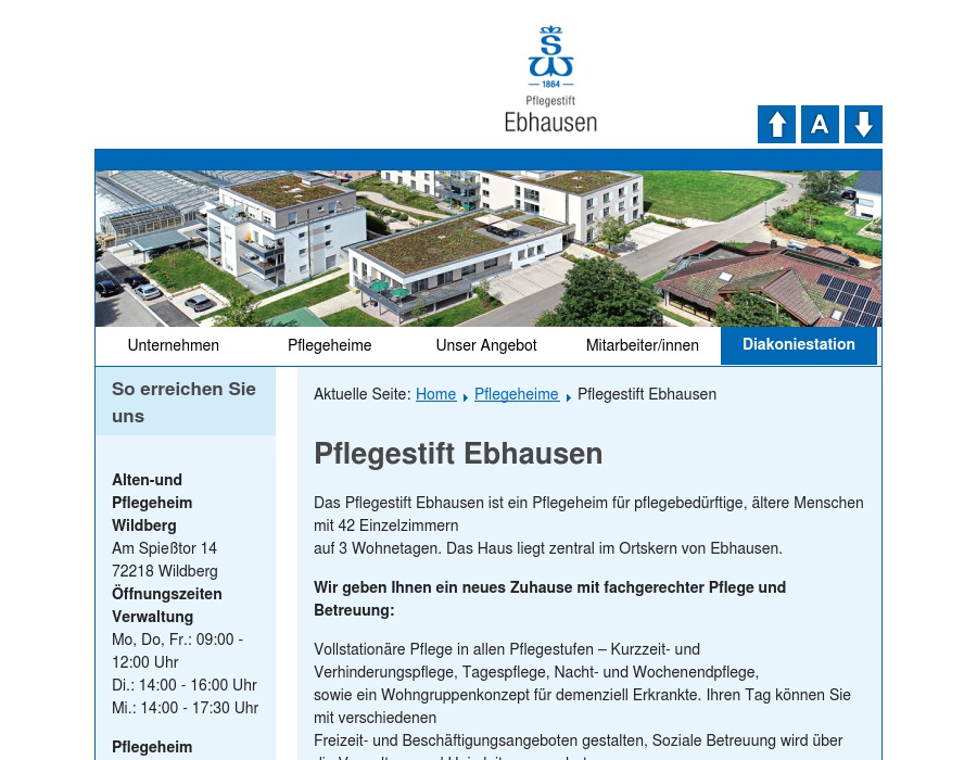 Stiftung Altenheime Backnang und Wildberg Pflegeheim Ebhausen