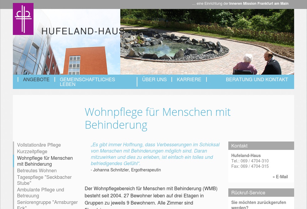 Hufeland-Haus Wohnpflege für Menschen mit Behinderung