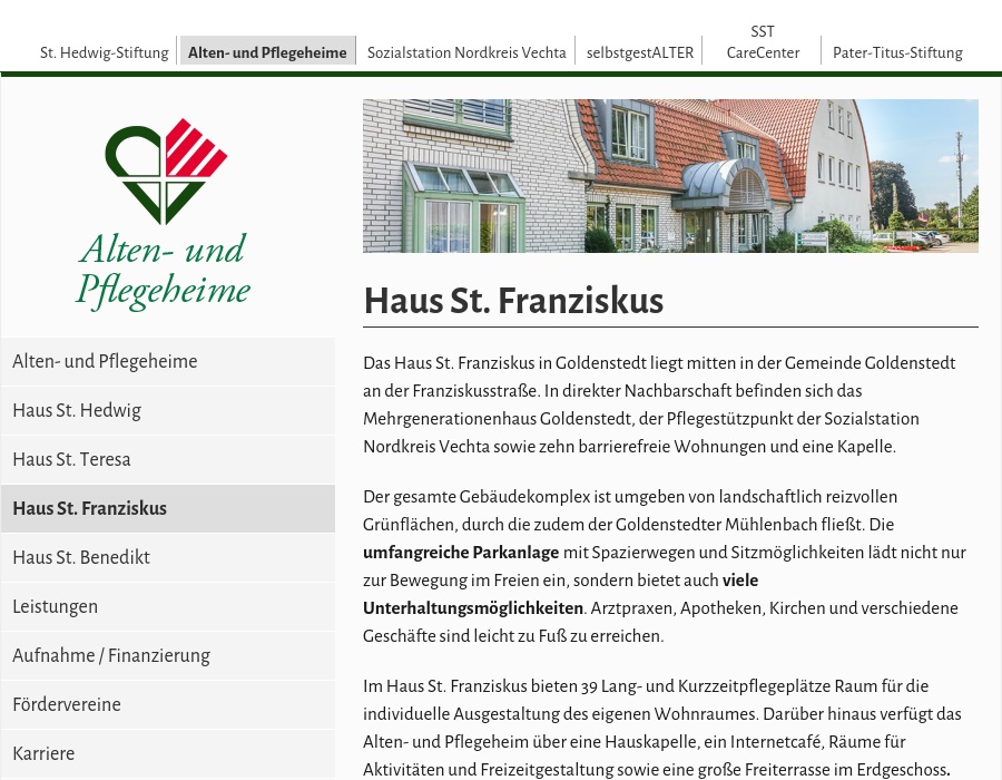 Sozialstation Nordkreis Vechta gGmbH Tagespflege an der Franziskusstraße