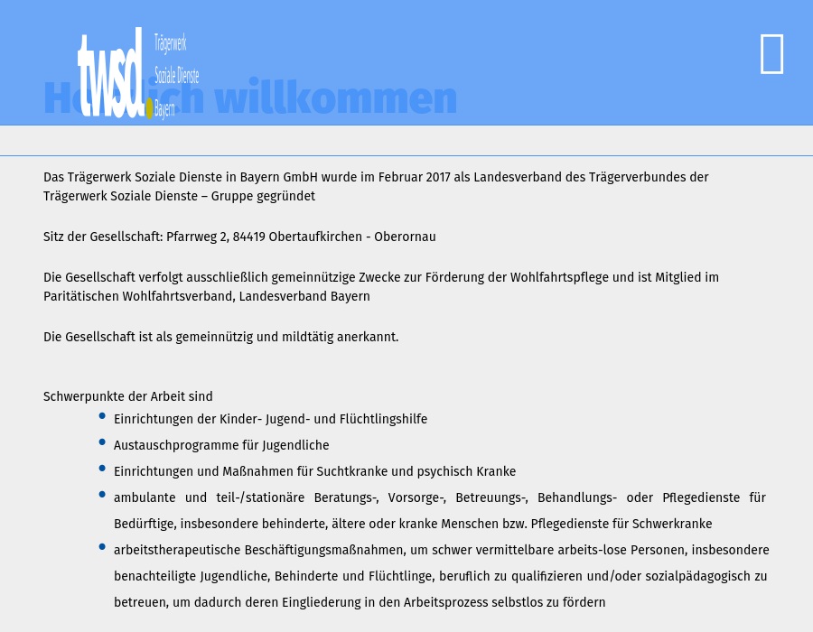 Trägerwerk Sozial Dienste in Bayern Pflegeheim Oberornau