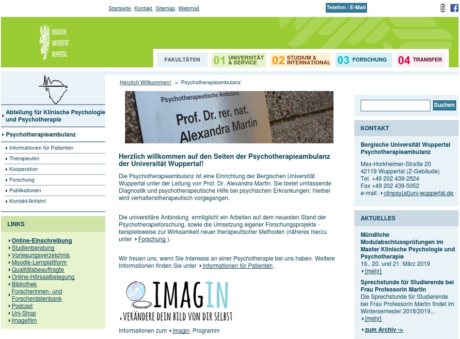 Psychotherapeutische Ambulanz der Bergischen Universität Wuppertal