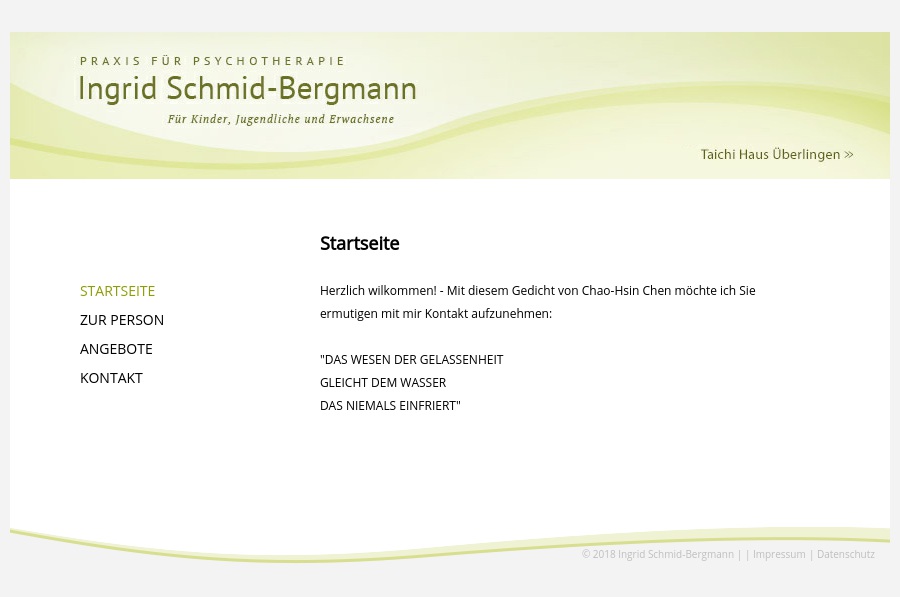 Erwachsene und Jugendlichen Psychotherapie I. Schmid-Bergmann