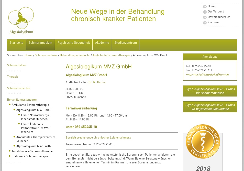 Algesiologikum Medizinisches Versorgungszentrum München