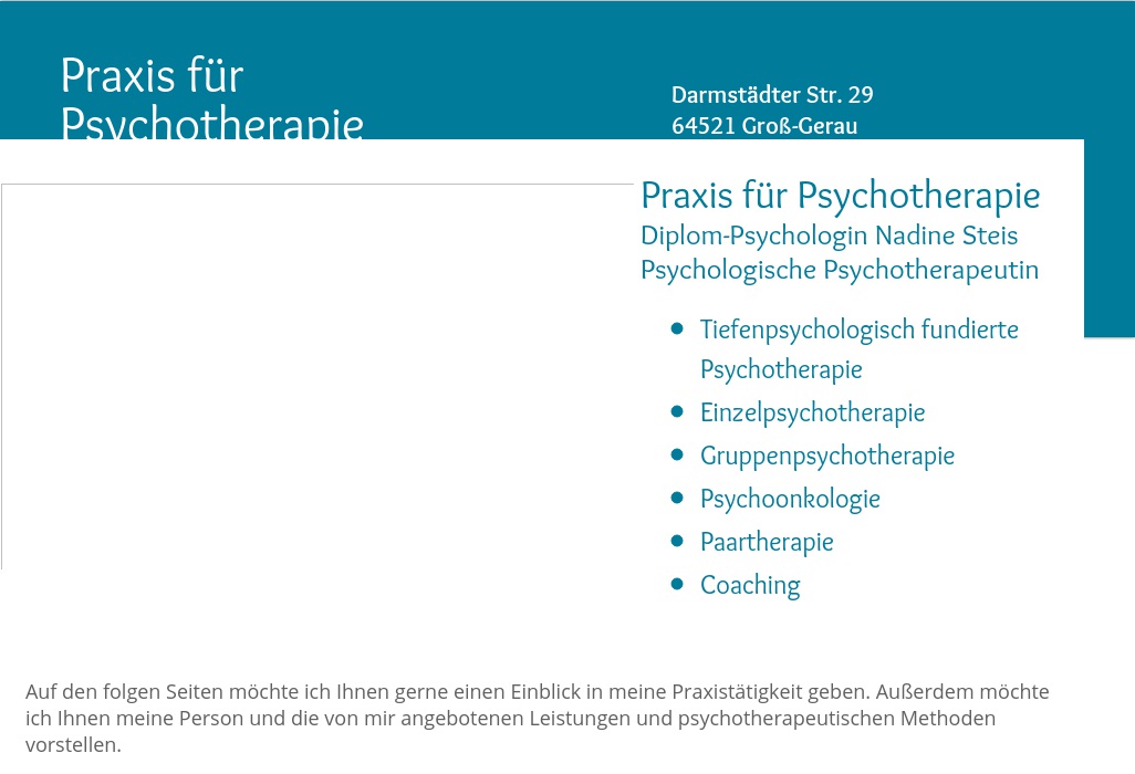 Nadine Steis Diplom Psychologin, Psychologische Psychotherapeutin