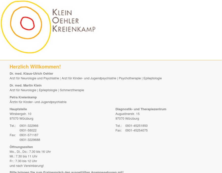 Klein Martin Dr.med., Kreienkamp Petra, Oehler Klaus-Ulrich Dr.med.