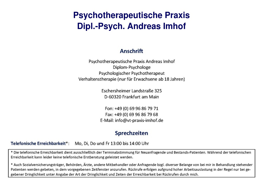 Imhof Andreas Dipl.-Psych. Psychologischer Psychotherapeut