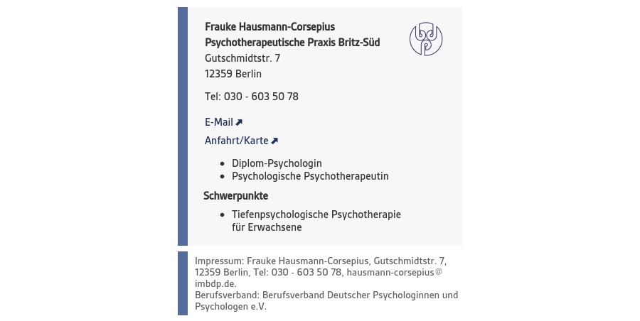 Hausmann-Corsepius Frauke Dipl.Psych.
