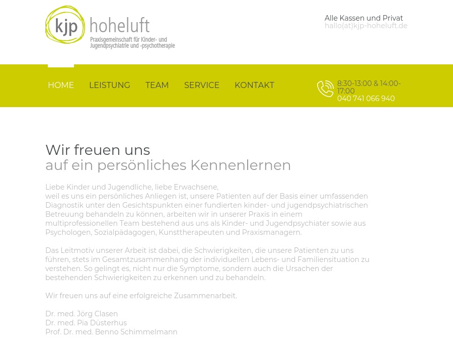 kjp hoheluft Dr. med. Jörg Clasen Arzt für Kinder- und Jugendpsychiatrie und -psychotherapie