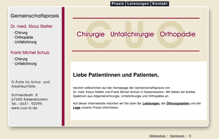 Gemeinschaftspraxis Dr.med.Klaus Stetter (Chirurg - Orthopädie - Unfallchirurg)& Frank Michel Schulz (Chirurg - Unfallch