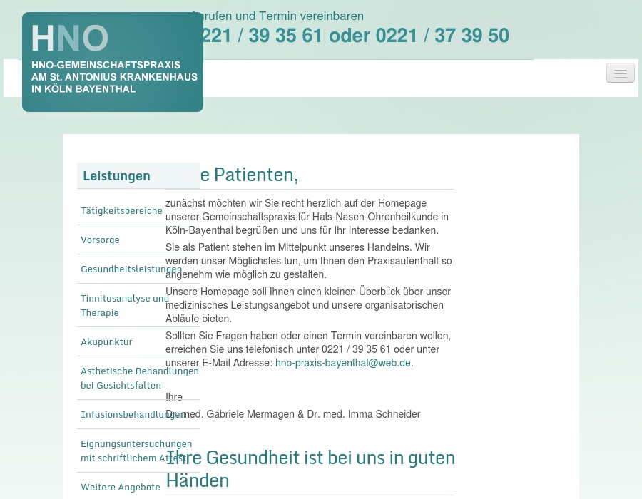 Schneider, Imma Dr. med. HNO Praxis Am St. Antonius Krankenhaus in Köln Bay