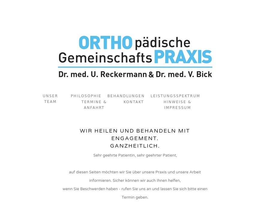 Orthopädische Gemeinschaftspraxis Dr. med.U. Reckermann - Dr. med. V. Bick