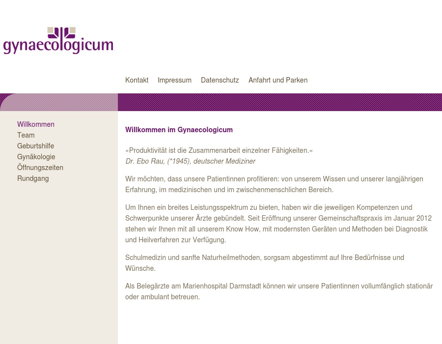 Gynaecologicum Frauenärztliche Gemeinschaftspraxis am Wilhelminenplatz/Dres.med. Birgit Gremm, Christine Hartmann, Jessica Helfmann und Jens Zimmermann