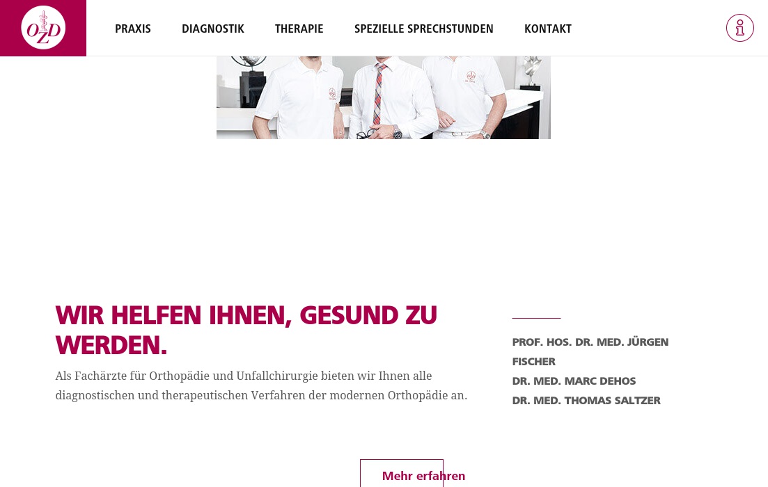 Orthopädisches Zentrum Prof. Dr.med. Jürgen Fischer, Dr. med. Marc Dehos, Dr. med. Thomas Saltzer
