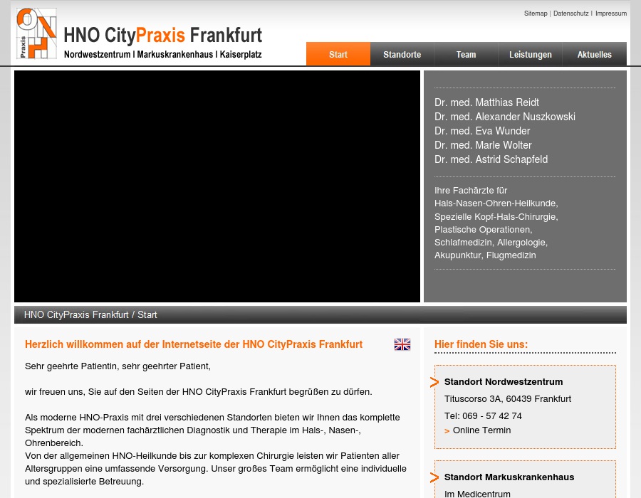 HNO CityPraxis Frankfurt, Dr. med. Matthias Reidt, Dr. med. Alexander Nuszkowski, Dr. med. Eva Wunder, Dr. med. Marle Wolter, Dr. med. Astrid Schapfeld